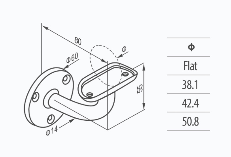 handrail bracket drawing