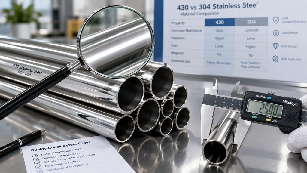 specifications for 430 tubes